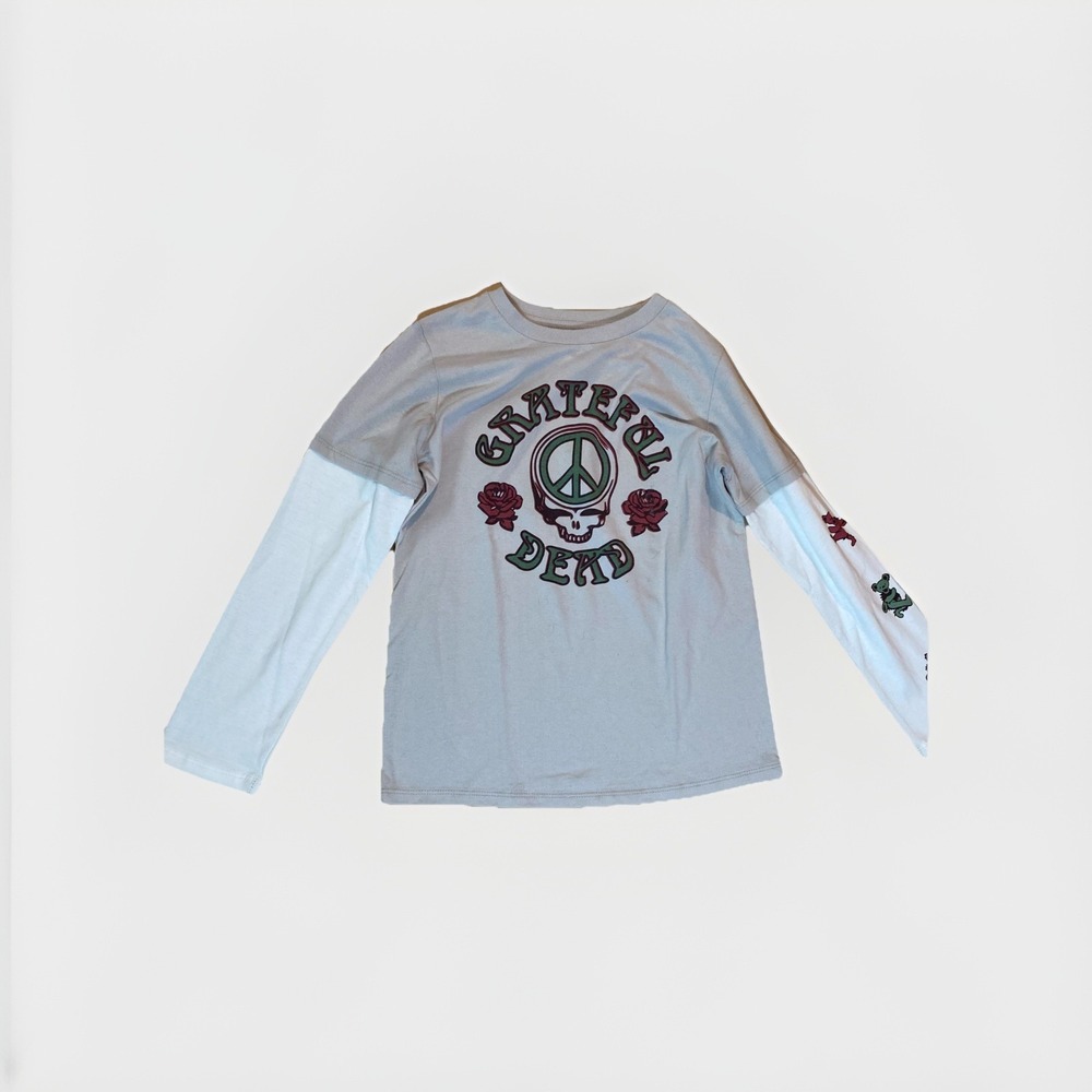 Grateful Dead Youth Beige Cropped Festival Long‎ Sleeve Youth Large Shirt